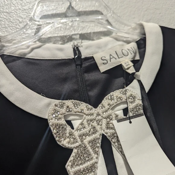 black dress shirt grey slacks Black Mini Dress with Black Bows main image 1